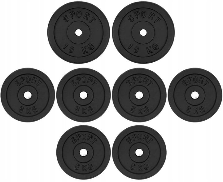 Obciążenie żeliwne 50kg zestaw 2x10kg + 6x5kg 28mm