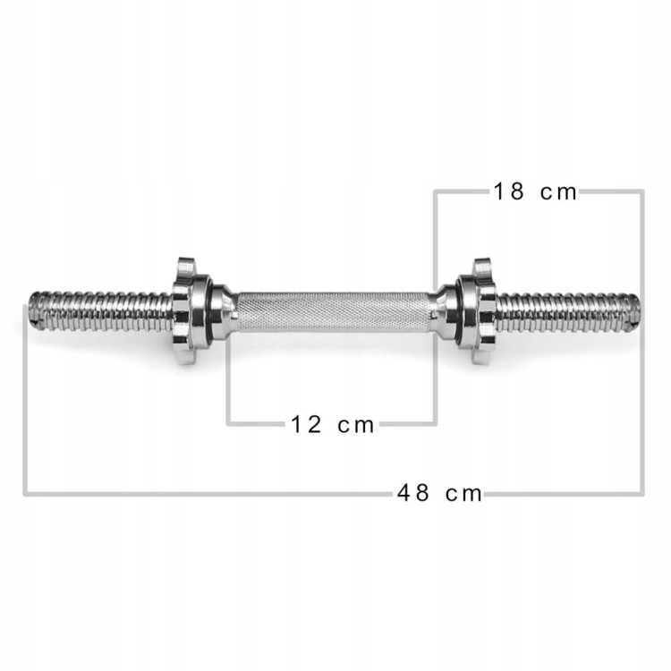 Zestaw 2 x Gryf krótki sztanga hantla do ćwiczeń 48 cm 30 mm gryfik