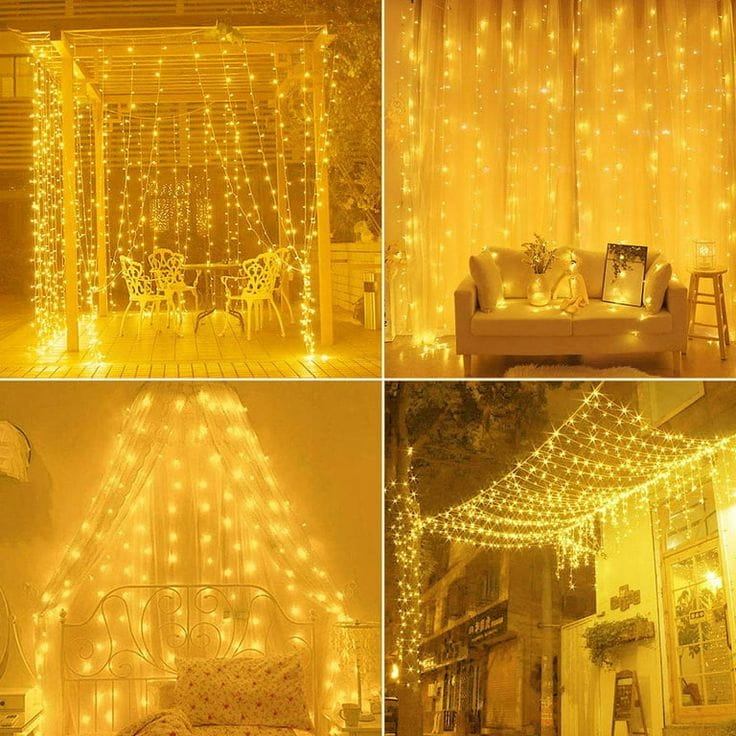 KURTYNA ŚWIĄTECZNA 380 LED OŚWIETLENIE LAMPKI NA CHOINKĘ BARWA ZIMNA CIEPŁA