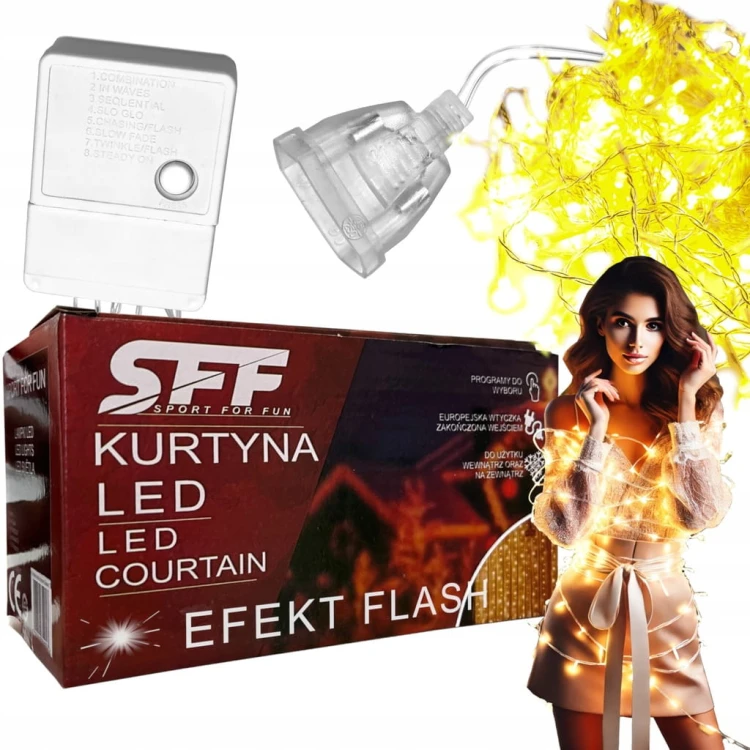 ŚWIATEŁKA ZEWNĘTRZNE 200 LED + 16 gratis Sople Girlandy na balkon kurtyna