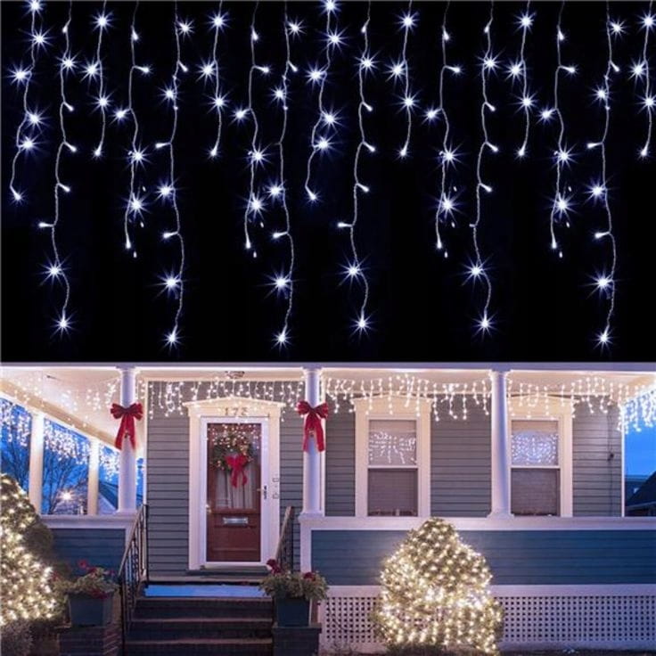 ŚWIATEŁKA ZEWNĘTRZNE 200 LED + 16 gratis Sople Girlandy na balkon kurtyna