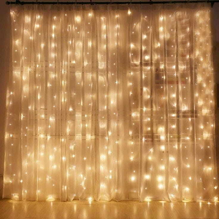 KURTYNA ŚWIETLNA LED 3X3 USB OŚWIETLENIE lampki świąteczne barwa CIEPŁA