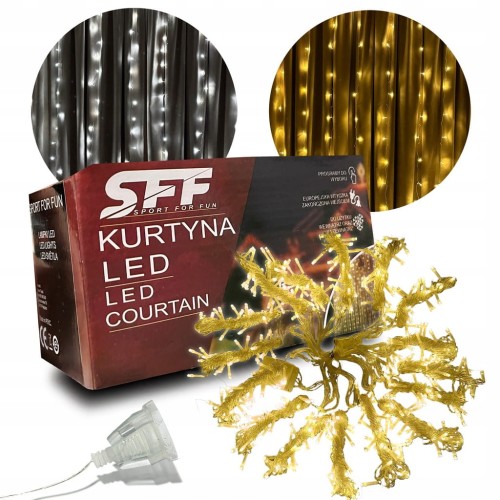 KURTYNA ŚWIETLNA LED 3X3 LAMPKI NA CHOINKE 300 LED BARWA ZIMNA / CIEPLA