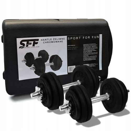 Hantle żeliwne walizka 2x15 kg żeliwo obciążenie żeliwne 30kg talerz gryf