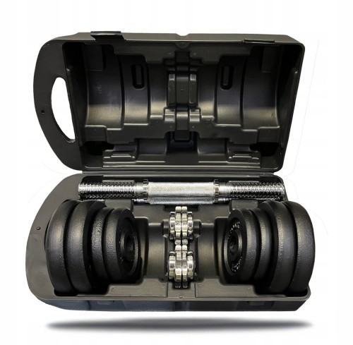 Hantle żeliwne walizka 2x15 kg żeliwo obciążenie żeliwne 30kg talerz gryf