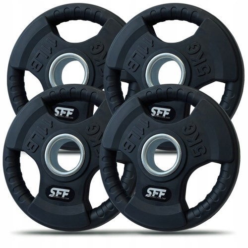 OBCIĄŻENIE OLIMPIJSKIE KRĄŻEK 4x5KG GUMOWANE 51MM WYTRZYMAŁE SOLIDNE ZESTAW