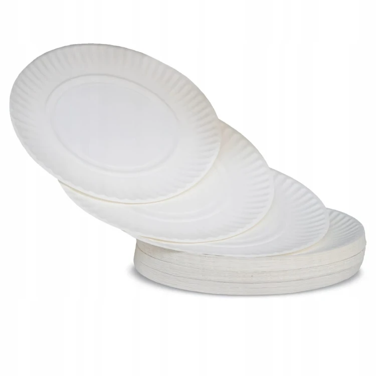 TALERZYKI TALERZE PAPIEROWE JEDNORAZOWE DESEROWE OKRĄGŁE 23CM 100 SZT EKO