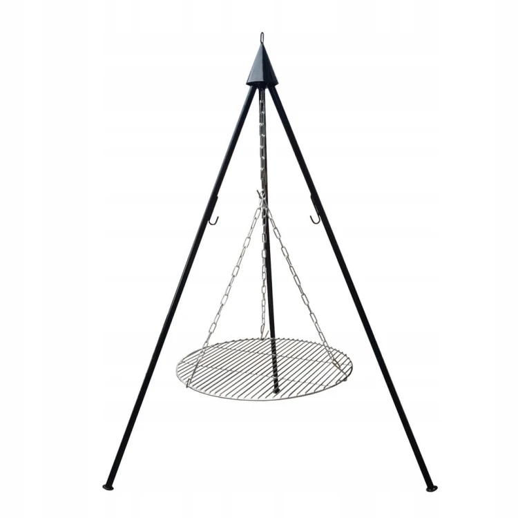 Grill ogrodowy trójnóg składany ruszt 40 cm wiszący 120cm duży ognisko