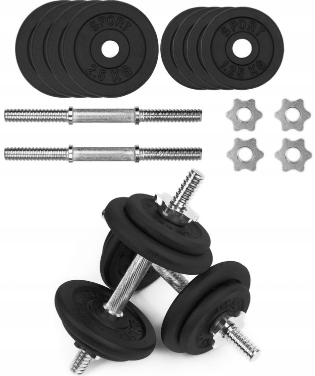 HANTLE ŻELIWNE 2x10 kg gryfy 28 mm! Regulowane Talerze zestaw 20kg
