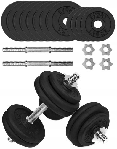 HANTLE ŻELIWNE 2x15kg gryfy 28mm talerze obciążenie regulowane zestaw 30kg
