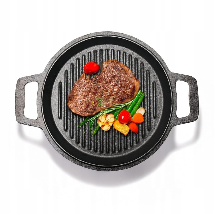 ŻELIWNY KOCIOŁEK MYŚLIWSKI GARNEK PATELNIA 4L 3w1 OGNISKO GRILL