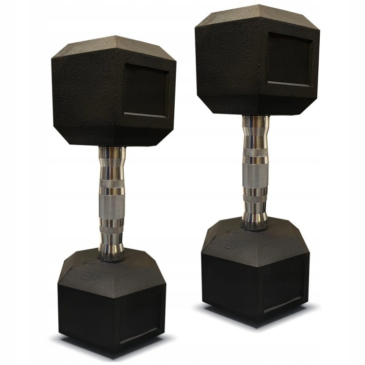 Hantla hantle hex żeliwny do ćwiczeń gumowany żeliwo 2x6kg powlekane