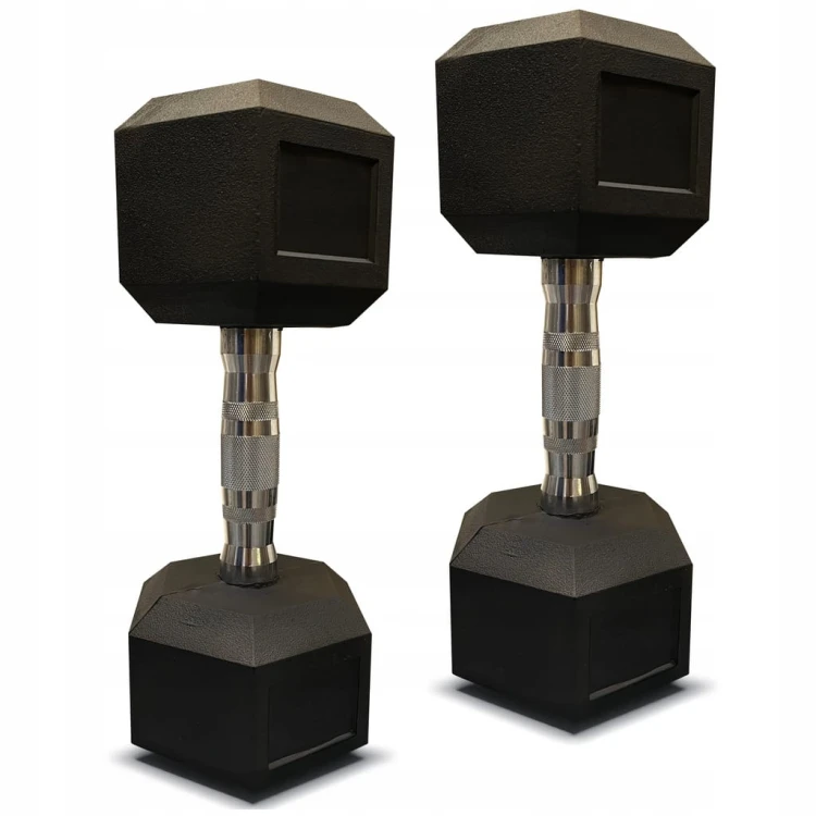 Hantla hantle hex żeliwny do ćwiczeń gumowany żeliwo 2x9kg powlekane