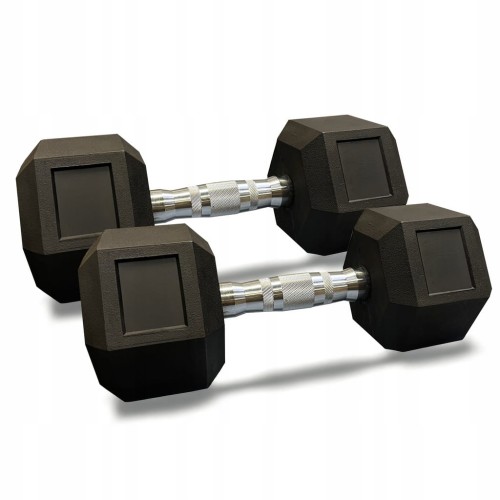 Hantla hantle hex żeliwny do ćwiczeń gumowany żeliwo 2x30kg powlekane
