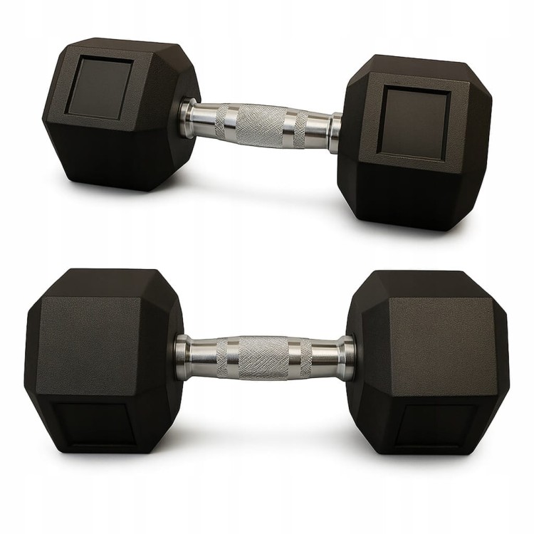 Hantla hantle hex żeliwny do ćwiczeń gumowany żeliwo 7kg powlekane