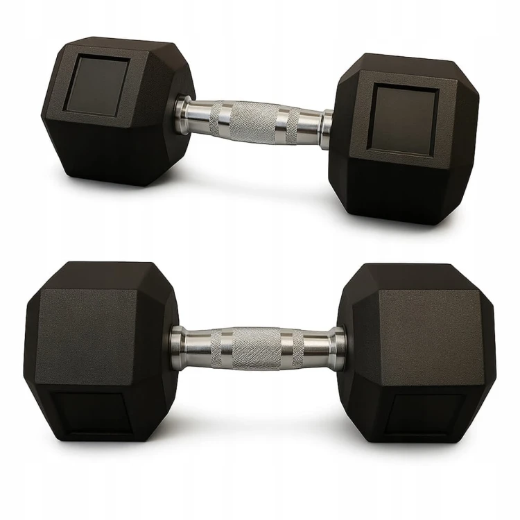 Hantla hantle hex żeliwny do ćwiczeń gumowany żeliwo 6kg powlekane