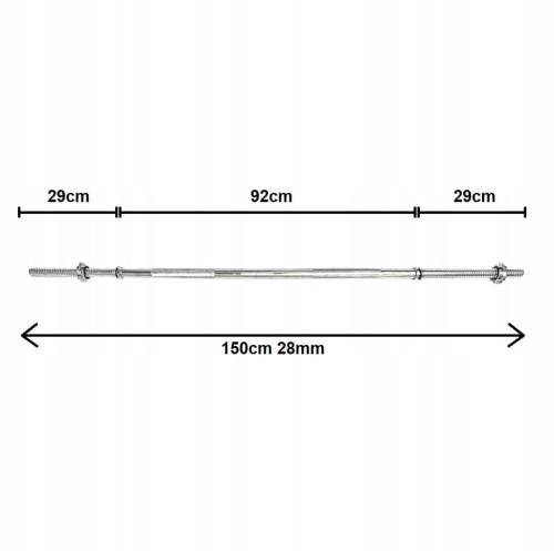 Gryf Prosty stalowy sztanga 150cm 28mm stalowy
