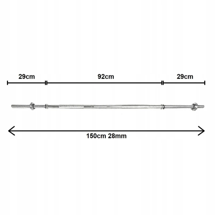 Gryf Prosty stalowy sztanga 150cm 28mm stalowy