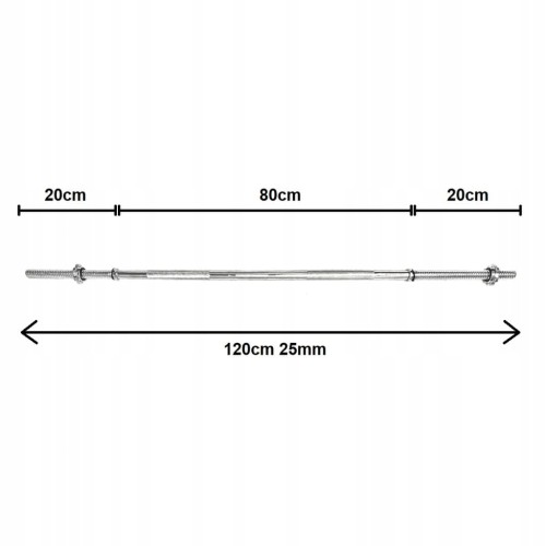 Gryf Prosty stalowy sztanga 120cm 25mm stalowy