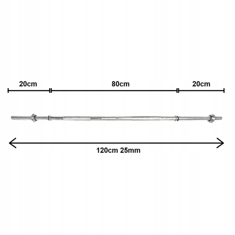 Gryf Prosty stalowy sztanga 120cm 25mm stalowy