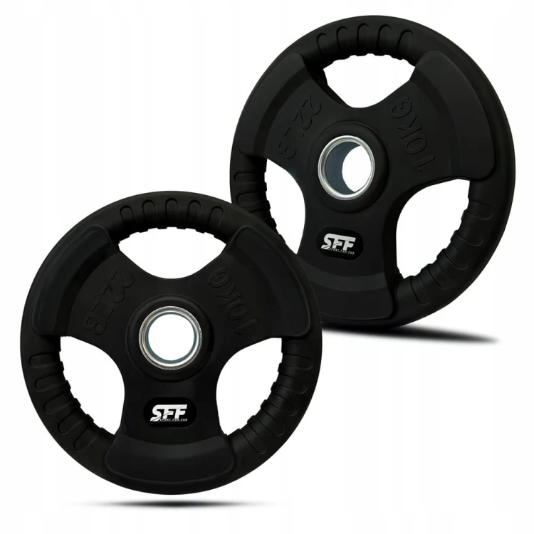 OBCIĄŻENIE OLIMPIJSKIE KRĄŻEK 10KG GUMOWANE 51MM WYTRZYMAŁE SOLIDNE Talerz