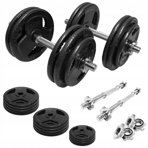 HANTLE ŻELIWNE 2x15kg gryf Talerze zestaw 30kg