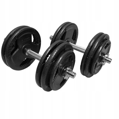 HANTLE ŻELIWNE 2x15kg gryf Talerze zestaw 30kg