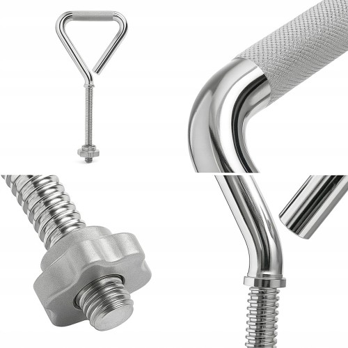 Uchwyt żeliwny gryf kettlebell chromowany ryflowany regulowany