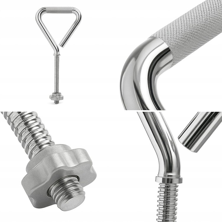 Uchwyt żeliwny gryf kettlebell chromowany ryflowany regulowany