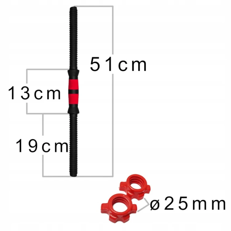 Gryf prosty 51 cm 25 mm do hantli zaciski hantle gryfik sztangielka