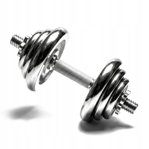 HANTLE ŻELIWNE CHROMOWANE 2X15 WALIZKA ZESTAW 30KG SOLIDNE 25MM CHROM