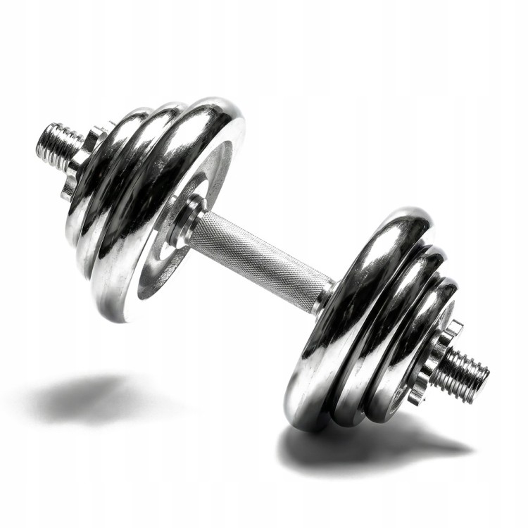 HANTLE ŻELIWNE CHROMOWANE 2X15 WALIZKA ZESTAW 30KG SOLIDNE 25MM CHROM