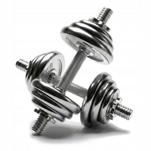 HANTLE ŻELIWNE CHROMOWANE 2X10 WALIZKA ZESTAW 20KG SOLIDNE 25MM CHROM