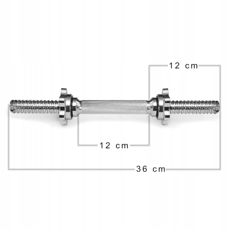 Gryf do hantli 36cm 28mm zestaw 2 szt gryfik krótki sztangielka z zaciskami
