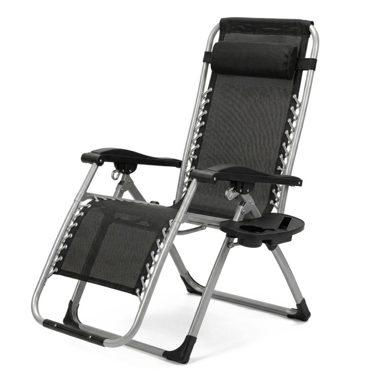 Leżak Składany Zero Gravity szary ogrodowy lekki z poduszką regulacją