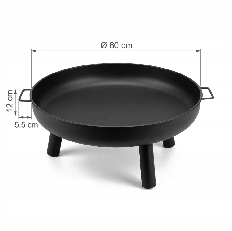 Palenisko OGRODOWE 80 cm pod grill kociołek ognisko stalowe czarne duże