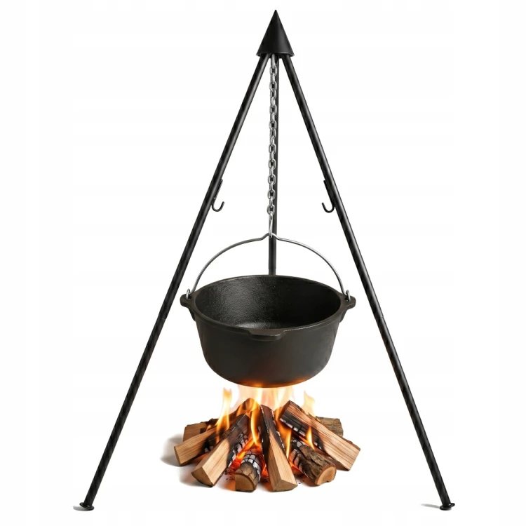 Statyw trójnóg na grill ognisko z kociołkiem węgierskim 4,5L wiszący ZESTAW