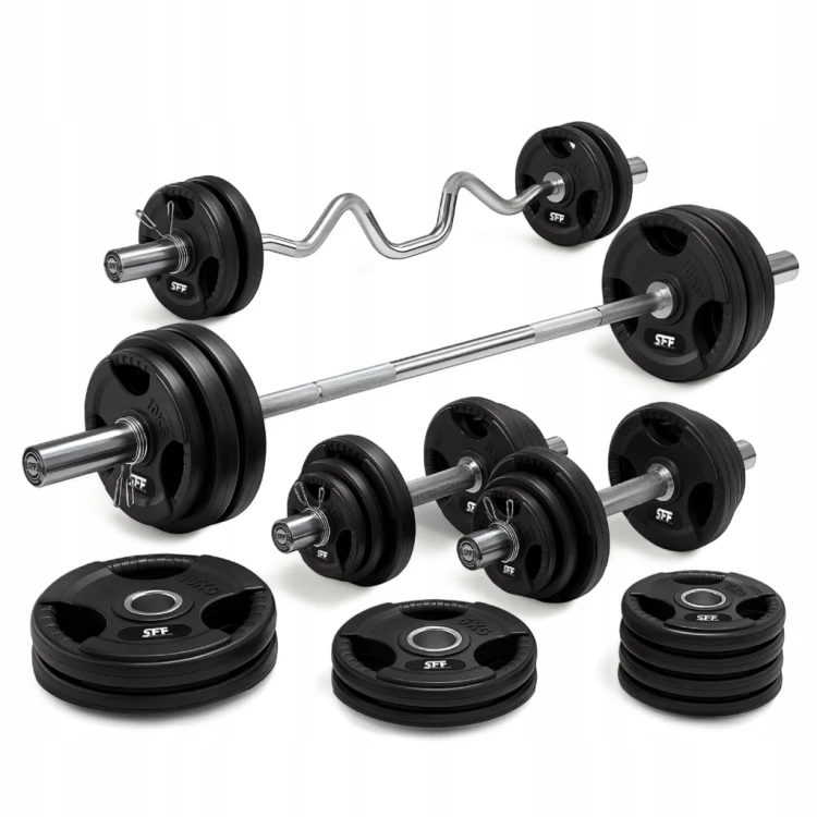Zestaw 155kg kulturystyczny olimpijski 50mm 51mm 120kg obciazenia gryf