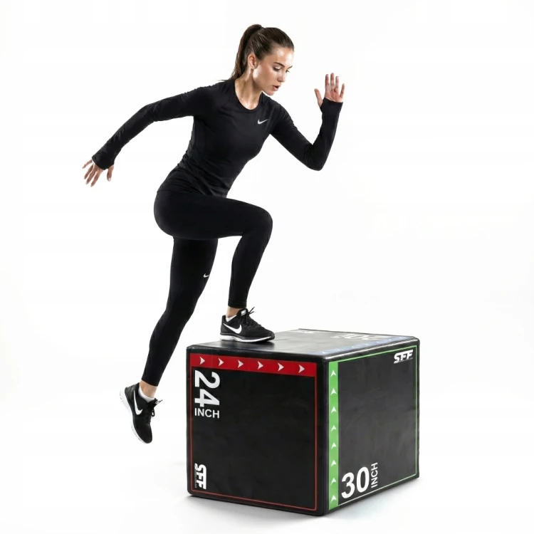 Skrzynia plyometryczna do skoków jumpbox 3 wysokości wytrzymała 3 stopniowa