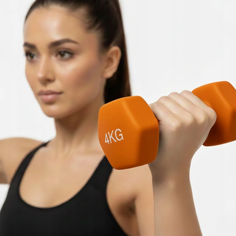 ŻELIWNY HANTEL NEOPRENOWY HANTELKI DO ĆWICZEŃ MIĘŚNI TRENINGU CIĘŻARKI 4KG