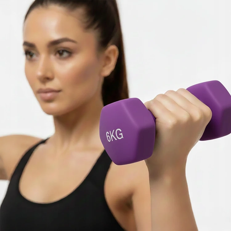 ŻELIWNY HANTEL NEOPRENOWY HANTELKI DO ĆWICZEŃ MIĘŚNI TRENING CIĘŻARKI 2x6KG