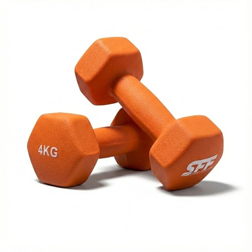 ŻELIWNY HANTEL NEOPRENOWY HANTELKI DO ĆWICZEŃ MIĘŚNI TRENING CIĘŻARKI 2x4KG