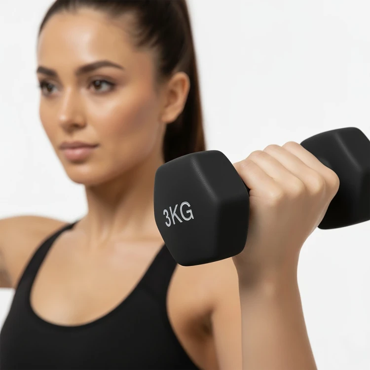 ŻELIWNY HANTEL NEOPRENOWY HANTELKI DO ĆWICZEŃ MIĘŚNI TRENING CIĘŻARKI 2x3KG