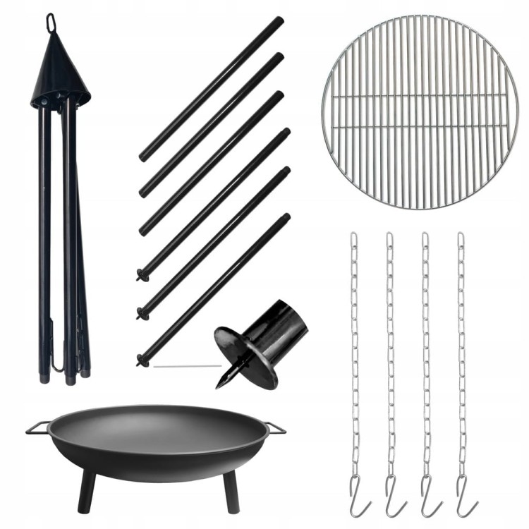 Grill ogrodowy Palenisko ogrodowe ruszt 60 cm wiszący trójnóg duży