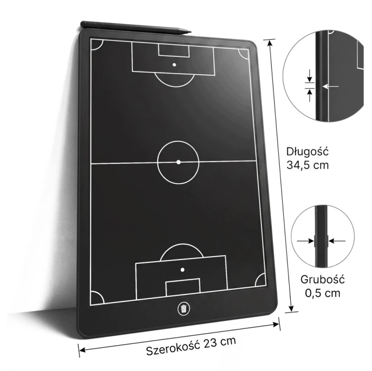 TABLET TABLICA TAKTYCZNA PIŁKARSKA LCD Z RYSIKIEM DO RYSOWANIA Z BATERIĄ