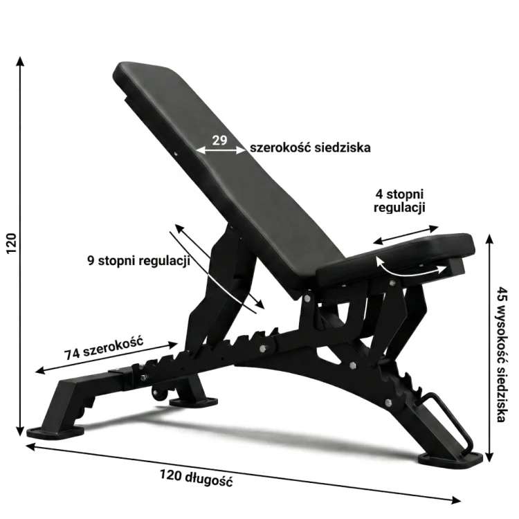 ŁAWKA TRENINGOWA HEAVY DUTY REGULOWANA SKOS UJEMNY DOLNY PŁASKA SKOŚNA GYM