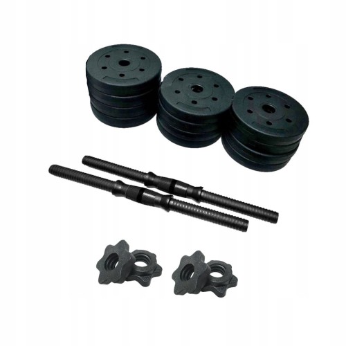 Hantle regulowane 2x20 kg bitumiczne zestaw 40kg gryfy obciążenia zaciski