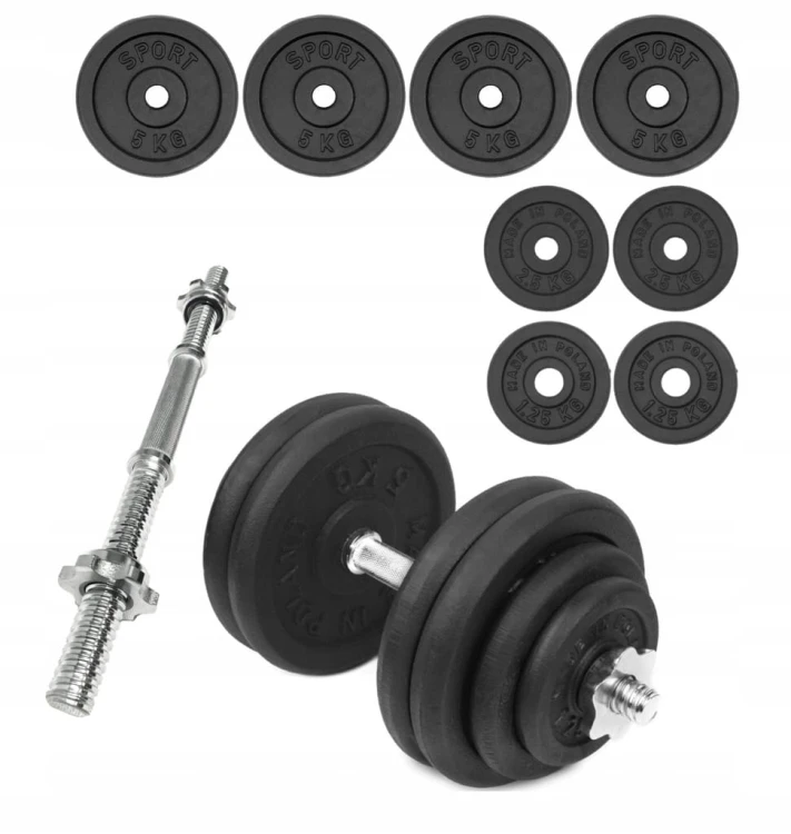 HANTLA ŻELIWNA 1x30kg hantel 30 kg gryf obciążenie