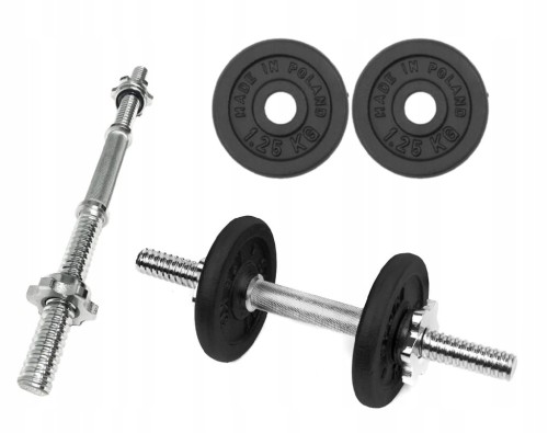 HANTLA ŻELIWNA 1x5kg hantel 5kg gryf obciążenie