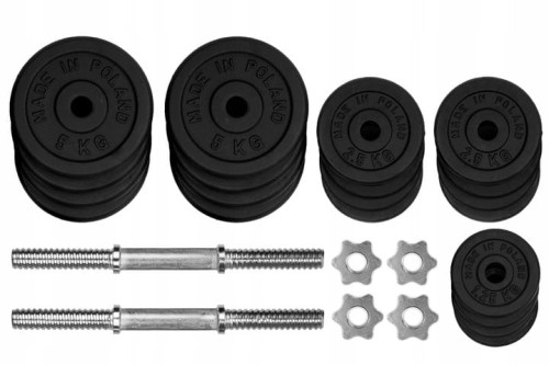 HANTLE ŻELIWNE 2x35 kg gryf Talerze zestaw 70kg
